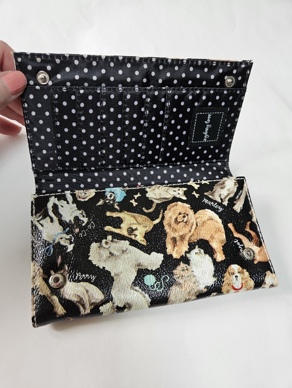 Sydney Love Polka Dot Dog Cat Print Wallet Trifold View 4